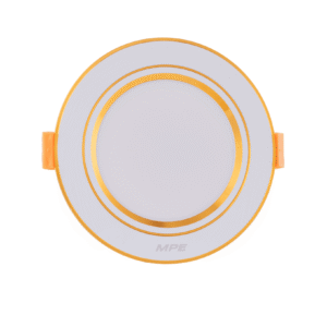 LED Downlight âm trần nhôm, viền vàng 9W - 3 chế độ màu DLV-9/3C