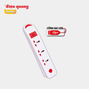 Alternative view of Ổ cắm Điện Quang ĐQ ESK 5W DBW103USB ( kiểu tàu siêu tốc ,3 lỗ 3 chấu, 2 USB, dây dài 5m)