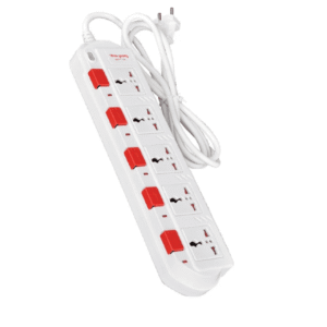 Ổ cắm Điện Quang ĐQ ESK 5W / 5B SM750SL (5 lỗ 3 chấu dây 5 mét màu Trắng Đỏ / Đen Trắng Đỏ)