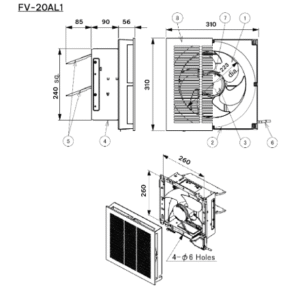 Alternative view of Quạt hút ốp tường một chiều - có lưới (250x250mm) 18W Panasonic
