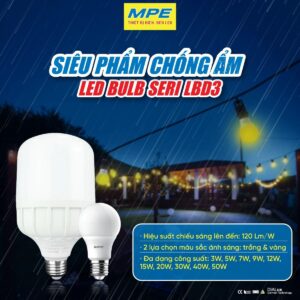 Alternative view of LED Bulb chống ẩm 3W ánh sáng vàng LBD3-3V - MPE