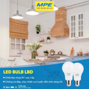 Alternative view of LED Bulb thân nhựa 7W ánh sáng vàng LBD-7V - MPE