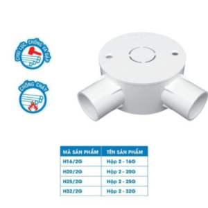 Hộp Tròn (Ngã) 2 đường góc vuông Ø25 - TIến Phát (ĐVT: Cái)
