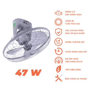 Alternative view of Quạt đảo trần remote 47W (màu xám) - Nanoco