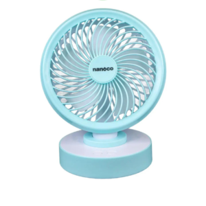 Quạt sạc 6inch, màu xanh, có xoay - Nanoco
