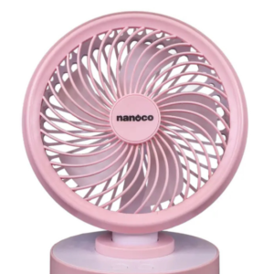 Quạt sạc 6inch, màu hồng, có xoay - Nanoco