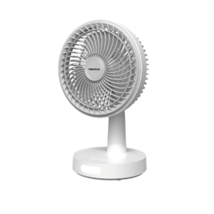 Quạt sạc 8inch, màu trắng, có xoay, đèn - Nanoco