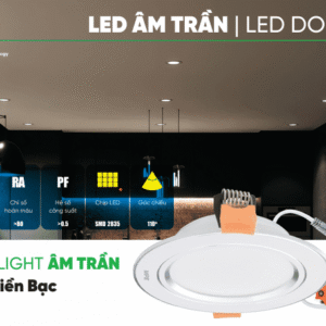 Alternative view of LED Downlight âm trần nhôm, viền bạc 9W ánh sáng trắng/vàng/trung tính - DLB-9T / V / N