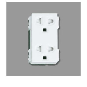 Wide_Ổ cắm đôi 3 chấu có màn che và dây nối đất (Cắm nhanh) - màu Trắng tuyết